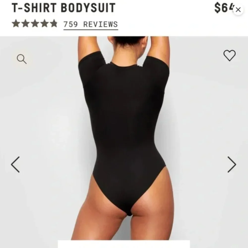 SKIMS FITS EVERYBODY T-SHIRT BODYSUIT - Black - Size XL - Picture 2 of 9